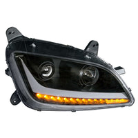 Black Projection Headlight With LED Position & Signal For 2012-2021 Peterbilt 579 (Driver of Passenger Side)