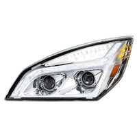 Chrome or Black LED Projection Headlight w LED Position Light For 2018-2024 Freightliner Cascadia (Driver or Passenger Side)