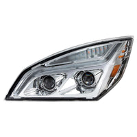 Chrome or Black LED Projection Headlight w LED Position Light For 2018-2024 Freightliner Cascadia (Driver or Passenger Side)