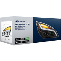 Chrome or Black LED Projection Headlight w LED Position Light For 2018-2024 Freightliner Cascadia (Driver or Passenger Side)