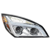 Chrome or Black LED Projection Headlight w LED Position Light For 2018-2024 Freightliner Cascadia (Driver or Passenger Side)