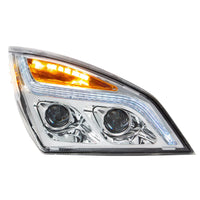 Chrome or Black LED Projection Headlight w LED Position Light For 2018-2024 Freightliner Cascadia (Driver or Passenger Side)