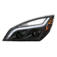 Chrome or Black LED Projection Headlight w LED Position Light For 2018-2024 Freightliner Cascadia (Driver or Passenger Side)