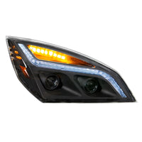 Chrome or Black LED Projection Headlight w LED Position Light For 2018-2024 Freightliner Cascadia (Driver or Passenger Side)