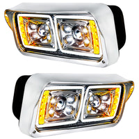 10 High Power LED "Chrome" Projection Headlight w/ LED Turn Signal & Position Light Bar (Driver or Passenger Side)