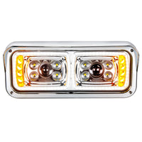 10 High Power LED "Chrome" Projection Headlight w/ LED Turn Signal & Position Light Bar (Driver or Passenger Side)
