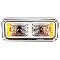 10 High Power LED "Chrome" Projection Headlight w/ LED Turn Signal & Position Light Bar (Driver or Passenger Side)