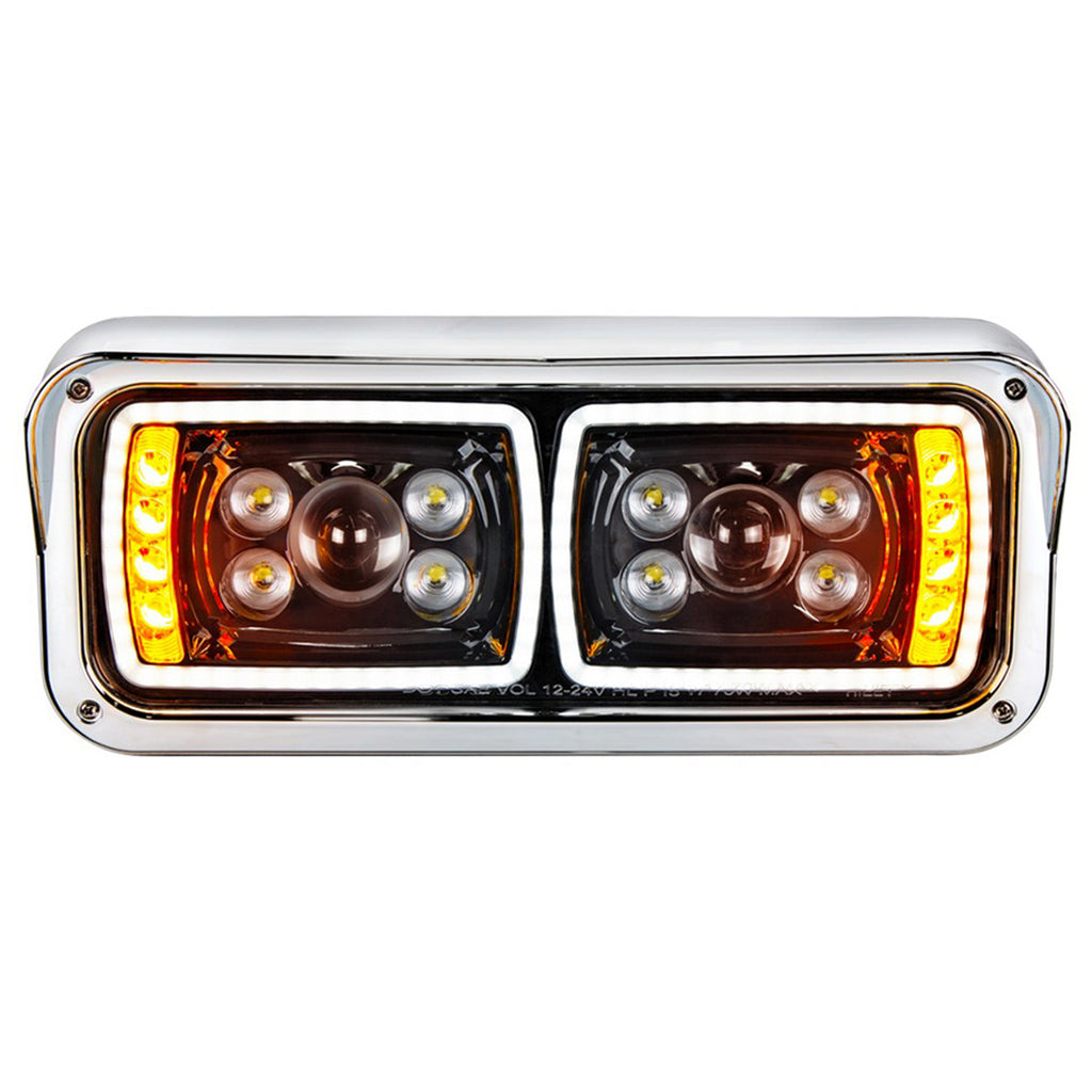 10 High Power LED "Blackout" Projection Headlight w/ LED Turn Signal & Position Light Bar (Driver or Passenger Side)
