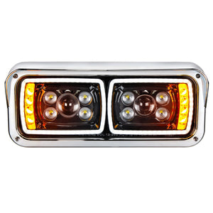10 High Power LED "Blackout" Projection Headlight w/ LED Turn Signal & Position Light Bar (Driver or Passenger Side)
