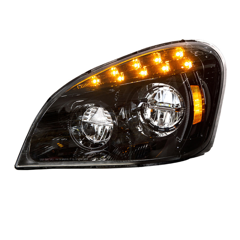 United Pacific - Black LED Headlight For 2008-2017 Freightliner Cascadia (Driver or Passenger Side)