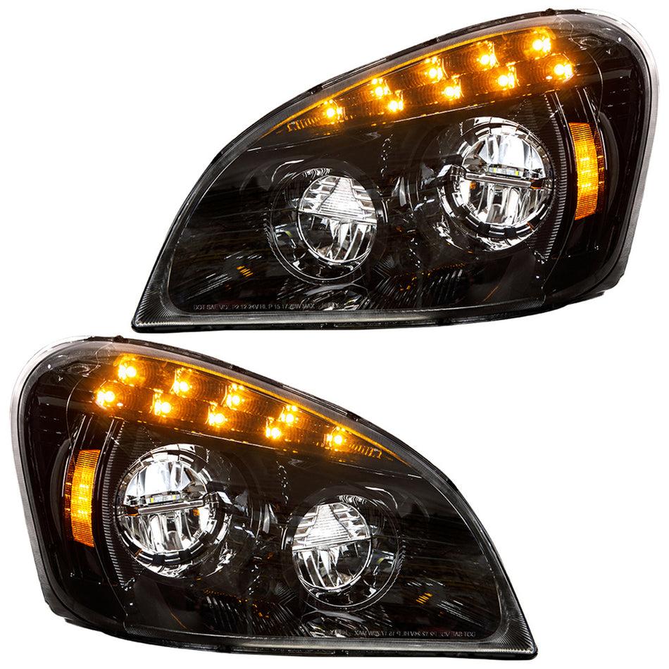 United Pacific - Black LED Headlight For 2008-2017 Freightliner Cascadia (Driver or Passenger Side)