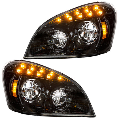 United Pacific - Black LED Headlight For 2008-2017 Freightliner Cascadia (Driver or Passenger Side)