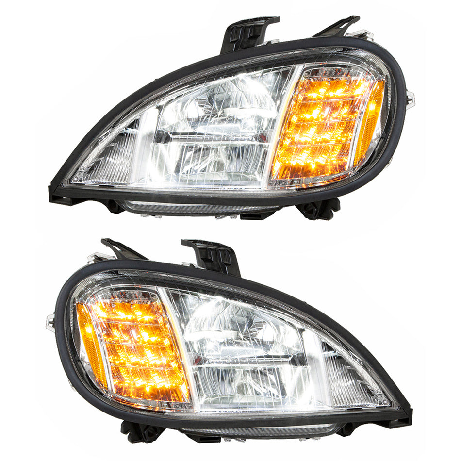 United Pacific - Chrome LED Headlight For 2001-2020 Freightliner Columbia (Driver or Passenger Side)