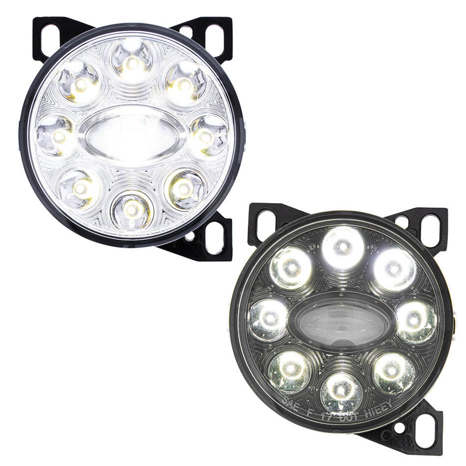 9 LED Projector Fog Light With LED Position Lights For Peterbilt 579/587 & Kenworth T660 (Chrome or Black)