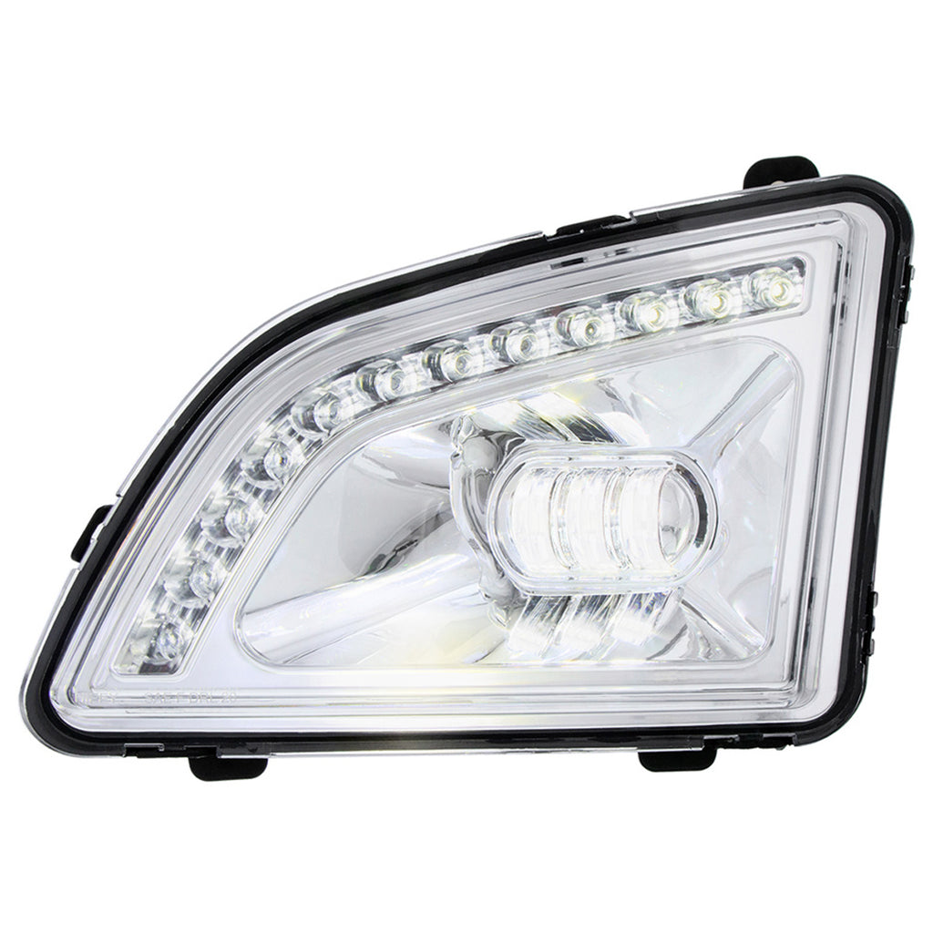 18 LED Chrome Projector Fog Light With Position Light For 2018-2024 Volvo VNL (Driver or Passenger Side)