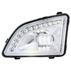 18 LED Chrome Projector Fog Light With Position Light For 2018-2024 Volvo VNL (Driver or Passenger Side)