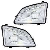 18 LED Chrome Projector Fog Light With Position Light For 2018-2024 Volvo VNL (Driver or Passenger Side)