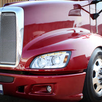 Chrome LED Headlight With Sequential Turn Signal & Position Light Bars For 2008-17 Kenworth T660 (Driver or Passenger Side)