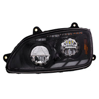 Black LED Headlight With Sequential Turn Signal & Position Light Bars For 2008-17 Kenworth T660