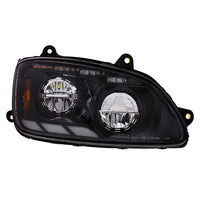 Black LED Headlight With Sequential Turn Signal & Position Light Bars For 2008-17 Kenworth T660