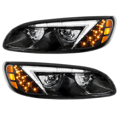 Black LED Headlight For Peterbilt 386 (2005-2015) & 387 (1999-2010) (Driver or Passenger Side)
