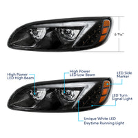 Black LED Headlight For Peterbilt 386 (2005-2015) & 387 (1999-2010) (Driver or Passenger Side)