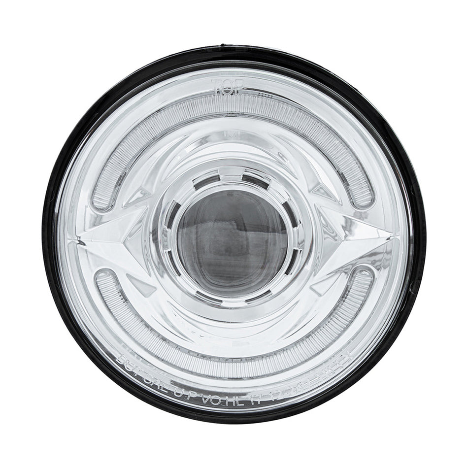 ULTRALIT- LED 5-3/4" Round Headlight With 60 LED Dual Color Light Bar, Amber & White LED (High or Low Beam)