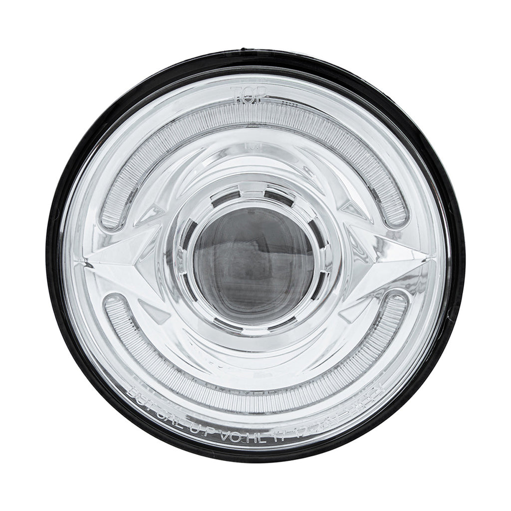 ULTRALIT- LED 5-3/4" Round Headlight With 60 LED Dual Color Light Bar, Amber & White LED (High or Low Beam)