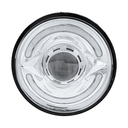 ULTRALIT- LED 5-3/4" Round Headlight With 60 LED Dual Color Light Bar, Amber & White LED (High or Low Beam)