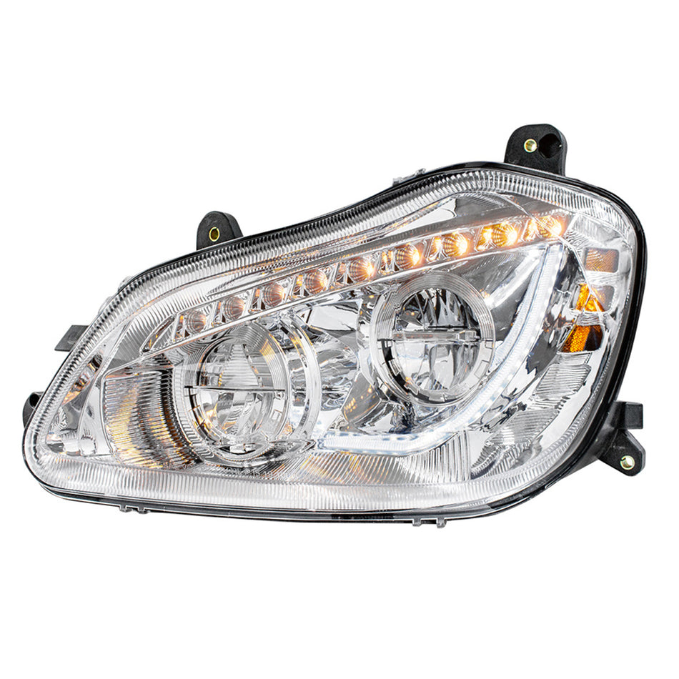 High Power 45 LED Chrome Headlight With Sequential Turn Signal For 2013-2021 Kenworth T680