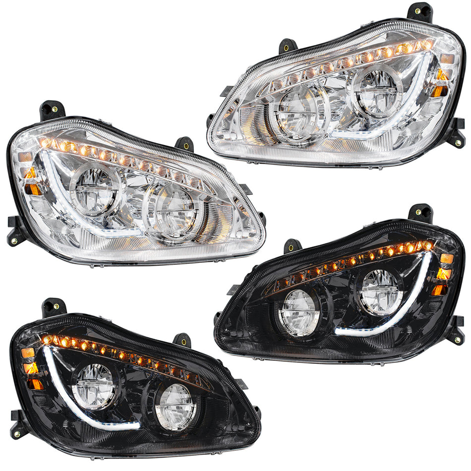High Power 45 LED Chrome Headlight With Sequential Turn Signal For 2013-2021 Kenworth T680