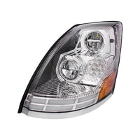 Chrome LED Headlight With Dual Color LED Light Bars For 2003-2017 Volvo VN/VNL