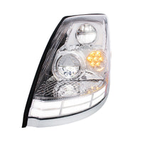 Chrome LED Headlight With Dual Color LED Light Bars For 2003-2017 Volvo VN/VNL