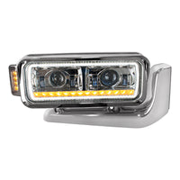 High Power LED Chrome or Black Projection Headlight Assembly With Mounting Arm & Turn Signal (Driver or Passenger Side)