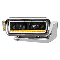 High Power LED Chrome or Black Projection Headlight Assembly With Mounting Arm & Turn Signal (Driver or Passenger Side)