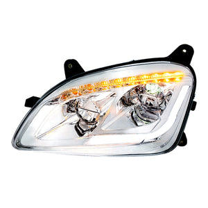 Chrome LED Headlight W/Sequential LED Turn Signal For Peterbilt 579 (2012-21) & 587 (2010-16) - (Driver or Passenger Side)
