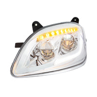 Chrome LED Headlight W/Sequential LED Turn Signal For Peterbilt 579 (2012-21) & 587 (2010-16) - (Driver or Passenger Side)