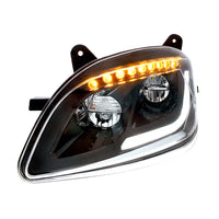 Black LED Headlight w/ Sequential LED Turn Signal For Peterbilt 579 (2012-21) & 587 (2010-16) - (Driver or Passenger Side)