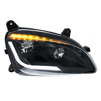 Black LED Headlight w/ Sequential LED Turn Signal For Peterbilt 579 (2012-21) & 587 (2010-16) - (Driver or Passenger Side)