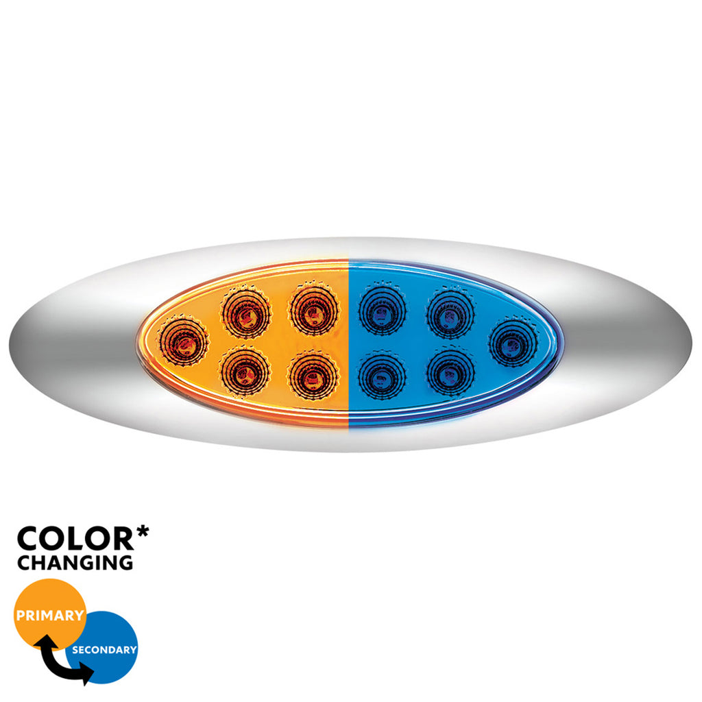 10 LED Oval Double Fury Clearance/Marker Light With Clear Lens & Chrome Bezel (Various Colors)