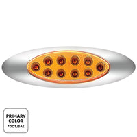 10 LED Oval Double Fury Clearance/Marker Light With Clear Lens & Chrome Bezel (Various Colors)