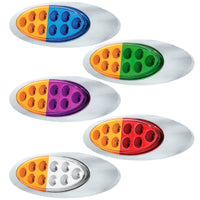 10 LED Oval Double Fury Clearance/Marker Light With Clear Lens & Chrome Bezel (Various Colors)
