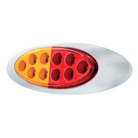 10 LED Oval Double Fury Clearance/Marker Light With Clear Lens & Chrome Bezel (Various Colors)
