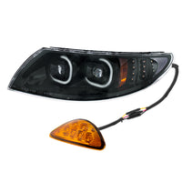 Black LED Projector Headlight With Rear Facing Turn Signal For International Durastar 2002-2018