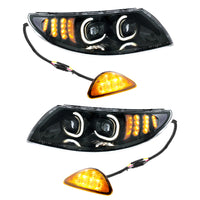 Black LED Projector Headlight With Rear Facing Turn Signal For International Durastar 2002-2018