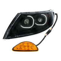 Black LED Projector Headlight With Rear Facing Turn Signal For International Durastar 2002-2018