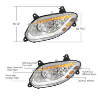 Chrome or Black 86 LED Headlight For 2018-2024 International LT (Driver or Passenger Side)