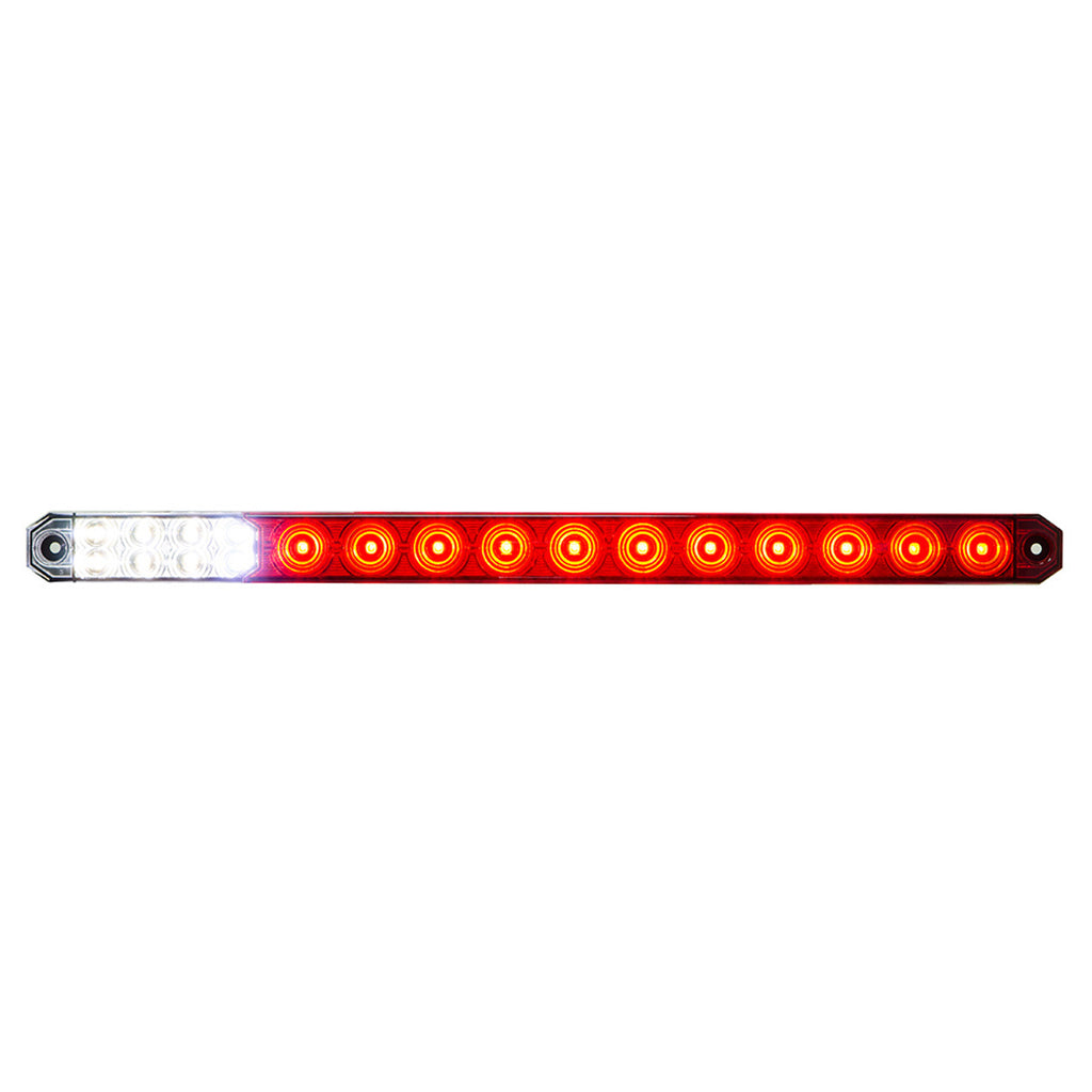 17" 27 LED Low Profile Stop, Turn & Tail Light Bar w/ Back-Up Light - Red & White LEDs (Red or Clear Lens)