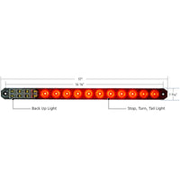 17" 27 LED Low Profile Stop, Turn & Tail Light Bar w/ Back-Up Light - Red & White LEDs (Red or Clear Lens)