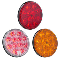 12 LED 4" Round Stop, Turn & Tail Light w/ Heated Lens - Red LEDs (Red or Clear Lens) or Amber LEDs/Amber Lens